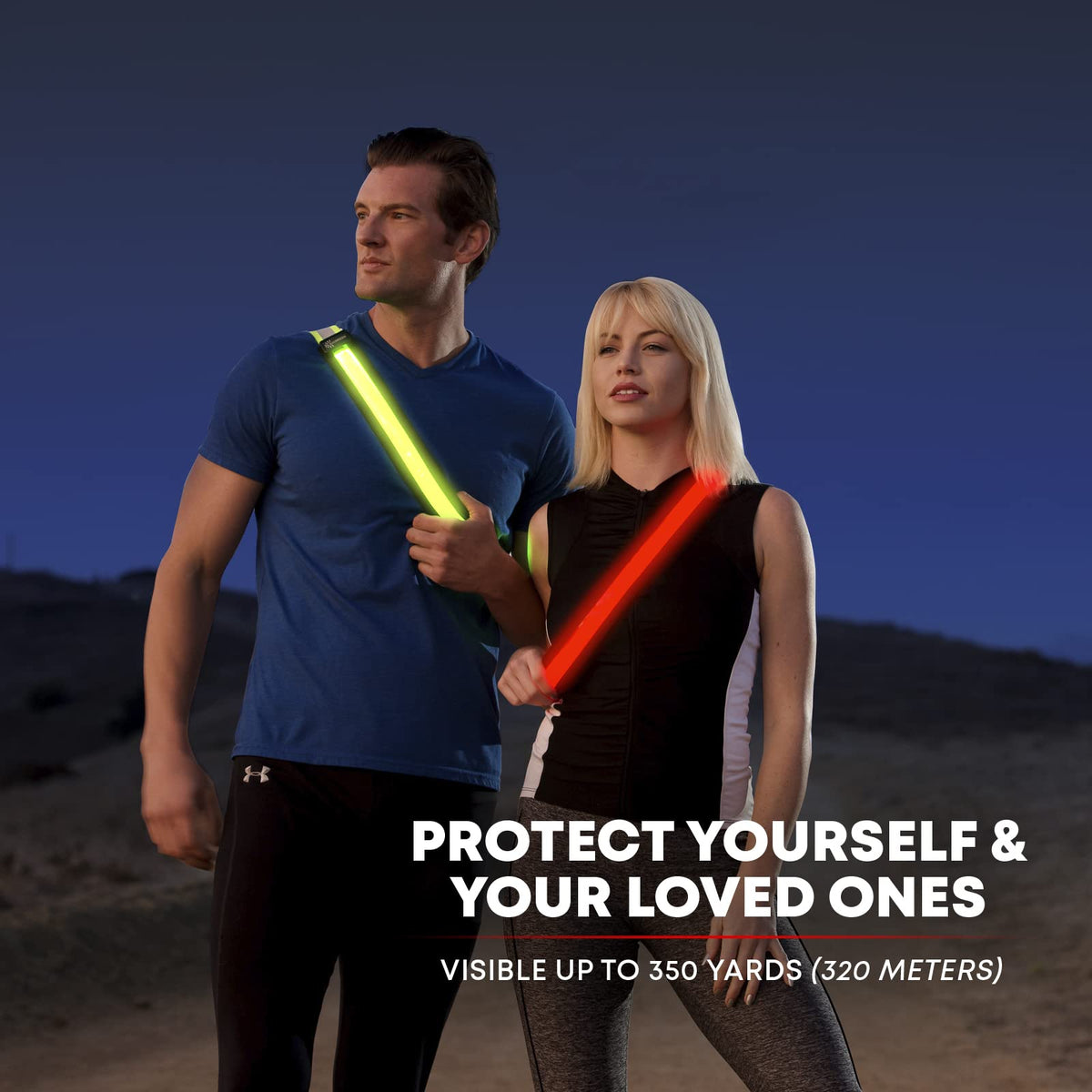 Illumiseen LED Reflective Belt Sash | High Visibility LED Lights with 2 Lighting Modes | Adjustable Quick Release Buckle | USB Rechargeable, No Batteries Needed