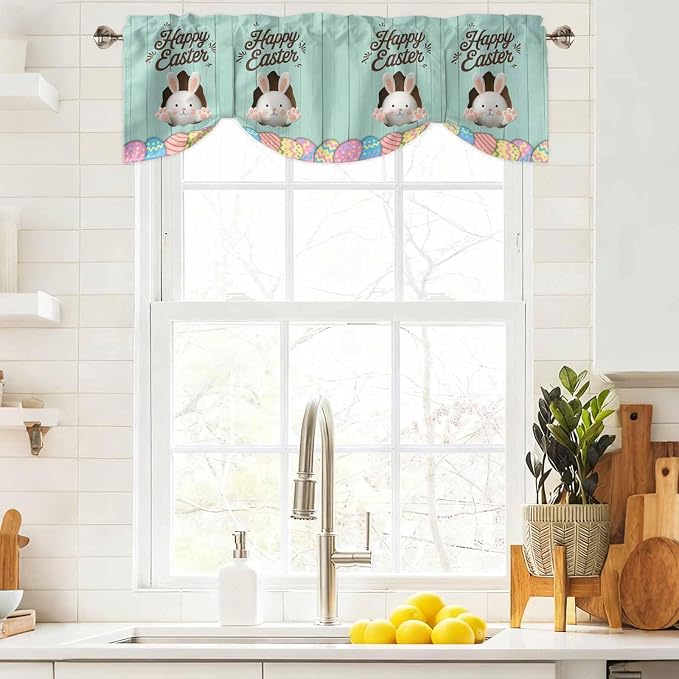 Green Easter Tie Up Valance Curtains