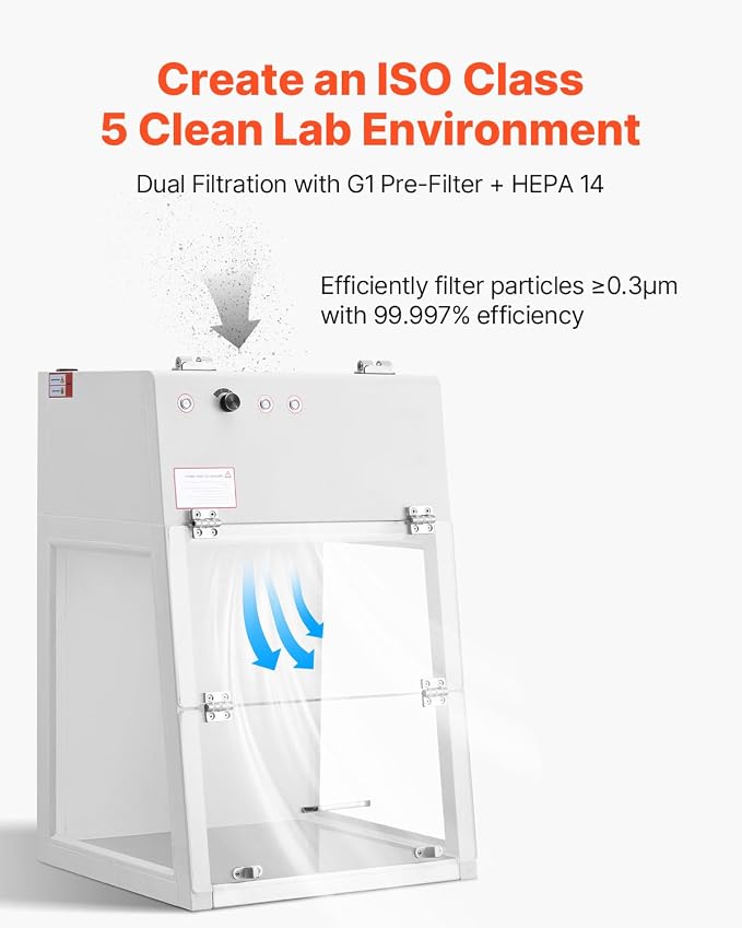 VEVOR Laminar Flow Hood, 20.08 x 20.47 x 23.62 inch Working Area Portable Clean