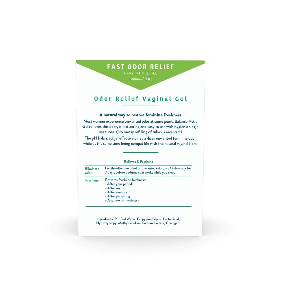 Balance Activ Vaginal Odor Relief Gel, pH Balanced, 7 Count, 1 Pack