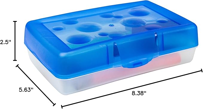 Storex Pencil Case, 8.38 x 5.63 x 2.5 Inches, Opaque Blue, Box of 12 (61623A12C)