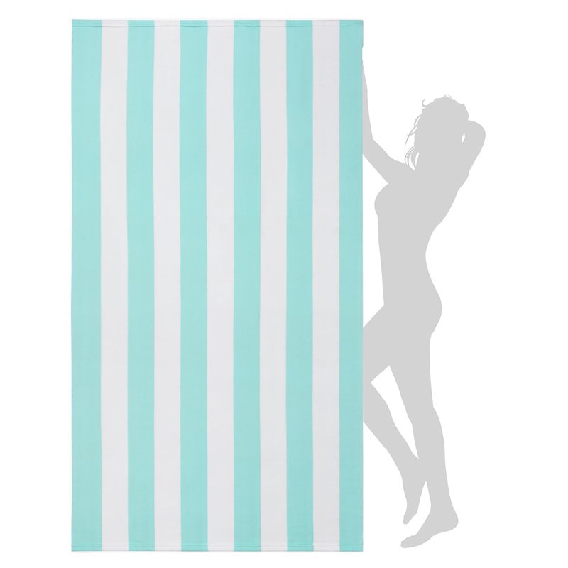 WILFA Extra Large Beach Towel - Oversized Mircofiber Towel 40'' x 70'', XL Striped Lightweight Pool Towel, Big Cabana Swim Travel Towel for Adults Mens Women,Aqua