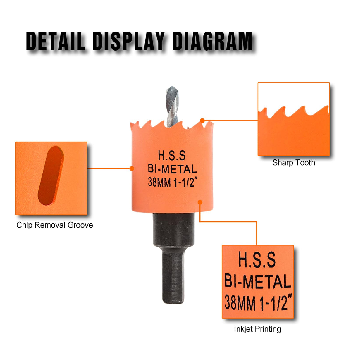 VIKITON 1-1/2 inch Hole Saw with Arbor for Metal Wood Plastic, 1.5 in Bimetal Hole Cutter for Different Project with Smooth and Flat Drilling Edge, Fast Chip Removal