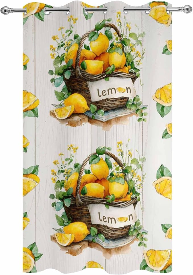 Lemon Outdoor Curtains for Patio Lemons Baskets Summer Tropical Plant Wood