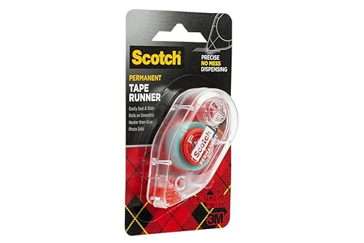Scotch 6061 Scotch Double Sided Adhesive Roller Tape Runner, Permanent, Acid-Free, Photo-Safe Adhesive for Scrapbooking, Photo Mounting, and Crafts, 0.27 in x 26 ft per Roller, Pack of 4