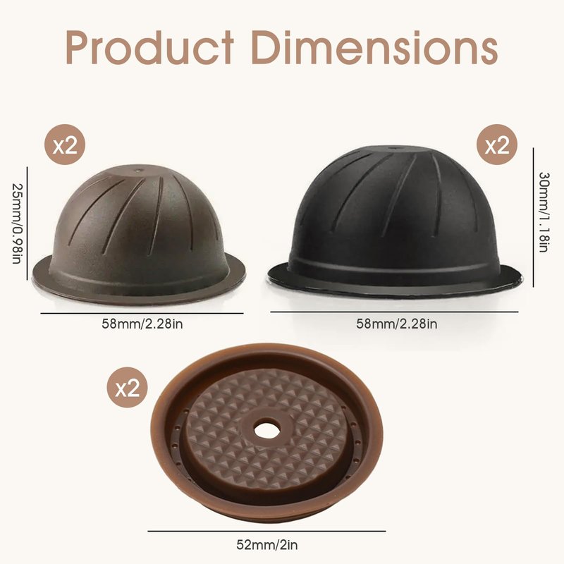 Sendoger Starter Set (4 Cups & 2 Silicone Lids) Reusable Pods for Nespresso Vertuo, 2x150ml & 2x230ml Refillable Coffee Capsules Compatible with Vertuoline Plus & GCAT1 and ENV135/150,No Foil Needed
