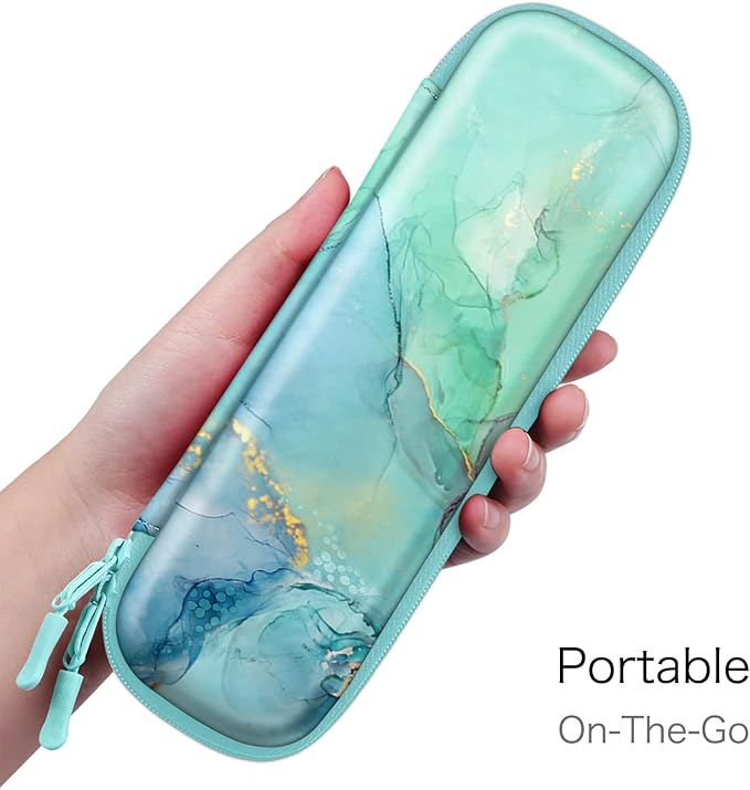 Fintie Holder Case for Apple Pencil Pro, Apple Pencil (USB-C / 1st / 2nd Generation), PU Leather Carrying Bag Sleeve Compatible with Pen, USB Cable, Samsung Stylus, Emerald Marble