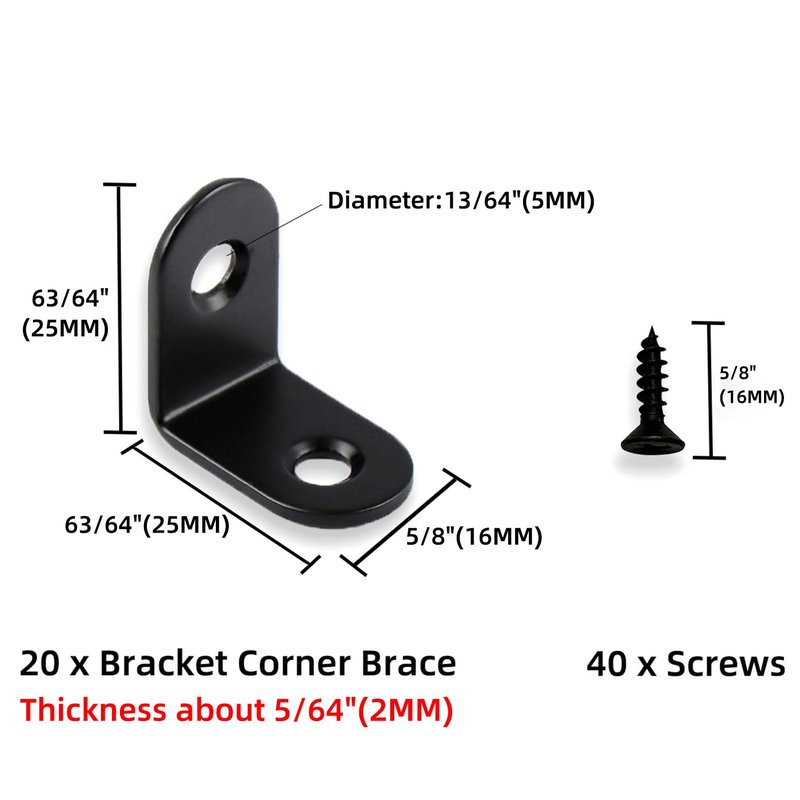 20 Pack 1 Inch Small L Brackets for Wood - Perfect 90° Angle Tiny Bracket