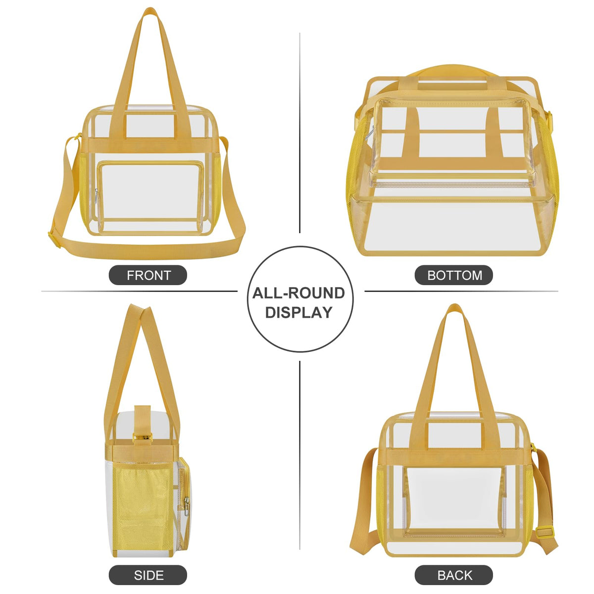 USPECLARE Clear Bag for Stadium Events, 12x6x12 Transparent Stadium Messenger Bag for Concerts, Work, Sports Games, Gym