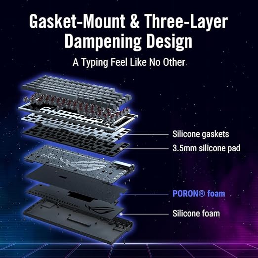 ASUS ROG Azoth Wireless Mechanical Gaming Keyboard – 75% TKL, Tri-Mode Connectivity, Hot Swappable Pre-lubed ROG NX Snow Linear Switches, PBT Keycaps, RGB, OLED Display, PC/Mac Support - Black