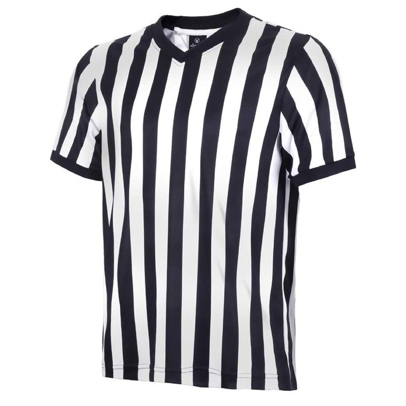 allentian Men's Referee Shirt - Official Black & White Stripe Referee/Umpire Jersey – Pro-Style V-Neck Referee Uniform, Basketball, Football, Soccer (L)