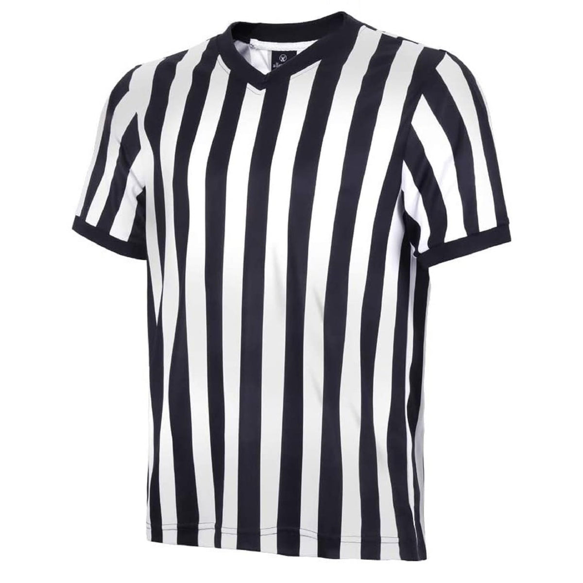 allentian Men's Referee Shirt - Official Black & White Stripe Referee/Umpire Jersey – Pro-Style V-Neck Referee Uniform, Great for Basketball, Football, Soccer (S)