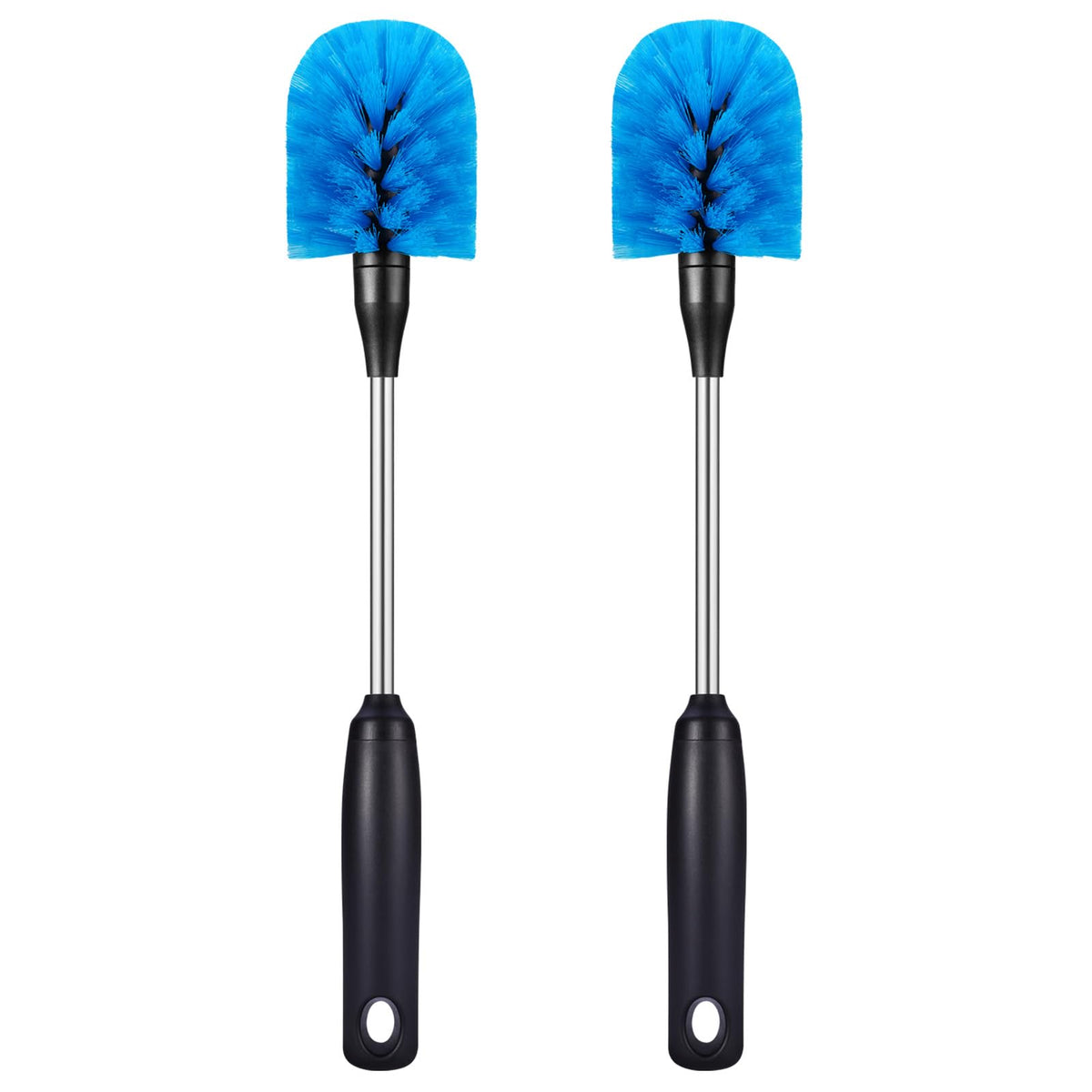 MOSOLAN Stainless Steel Bottle Brush with Replaceable Head, 2 Pack Long Handle Scrubbing Brush for Water Bottles, Glasswares, Mugs, Flasks, Tumblers, Vases, and Kitchen Sink, Blue, 13 in