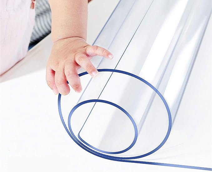 42 X 90 inch Large Clear Plastic Tablecloth Vinyl Rectangle Wood Furniture Wipeable Table Cloth Protector Thick Countertop Protective Cover PVC Desk Dining Glass Tabletop Protection Pad Easy Clean