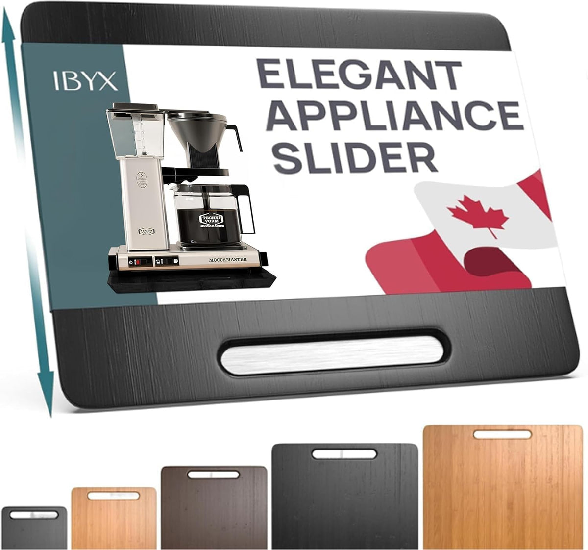 Ibyx Appliance Slider, Sliding Tray for Coffee Maker, 12x16 in, Black