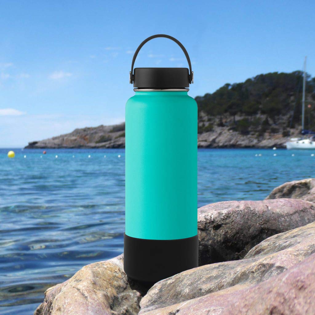 Flaskars Protective Silicone Boot for 12 oz - 40oz Hydroflask Water Bottles Anti-Slip Bottom Stanley Sleeve Cover Bumper (Small, Black)