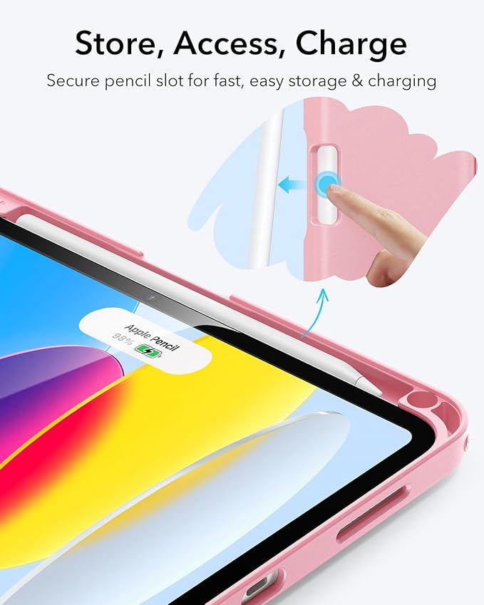 ESR for iPad A16 Case, iPad 11th/10th Generation Case (2025/2022), Vertical Stand Cover, Multi Stand Angles, Ultra-Stable Cover with Pencil Holder, Flip Series, Pink | (2025/2022), Multi Stand Angles, Ultra-Stable Cover, with Pencil Holder, Pink