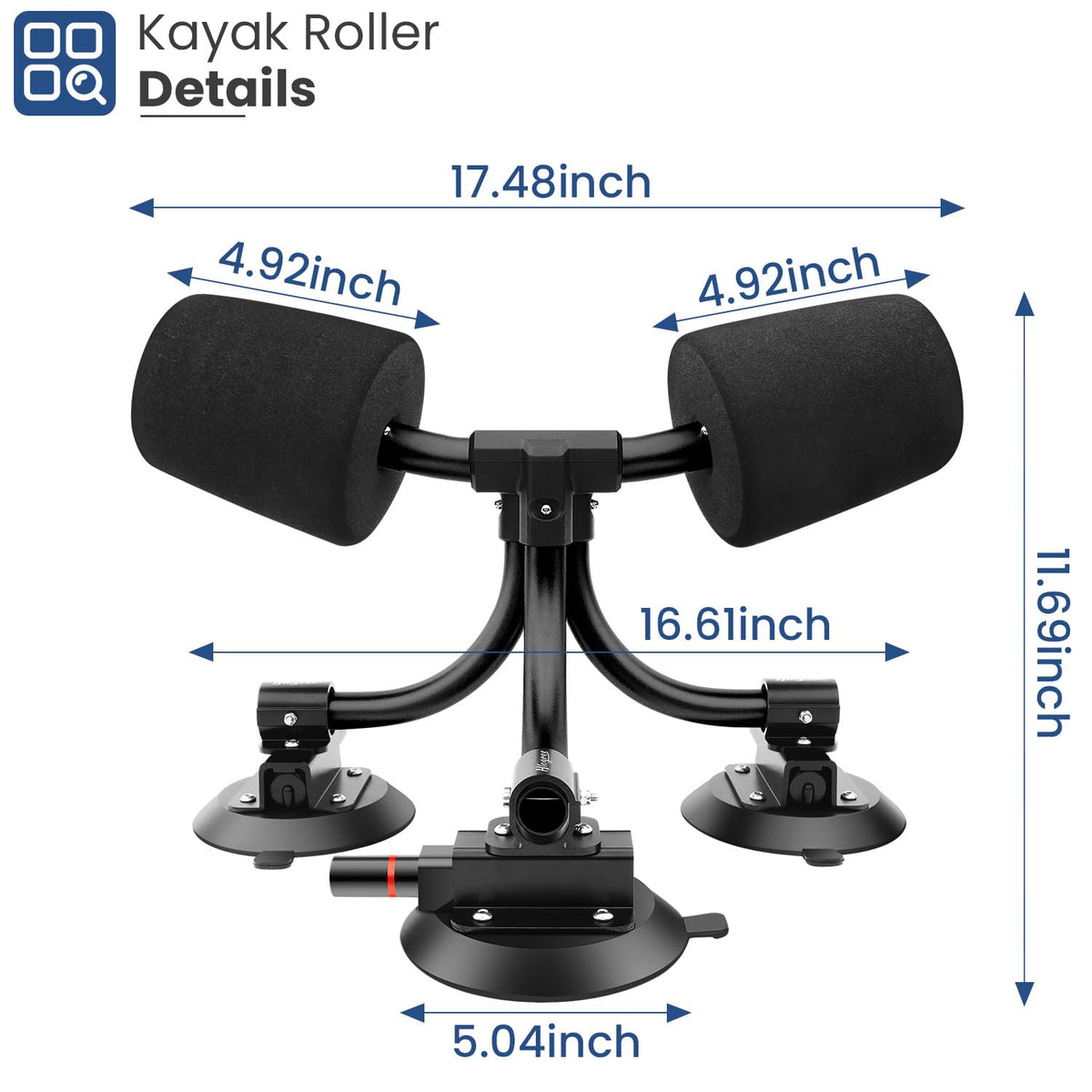 Tri-Grip Kayak Load Roller,3 Suction Cups Kayak Roller Loader,Kayak Helpers -Pump Vacuum Type- Kayak Roof Roller Loader Load Assist Mount,Kayak Loader Lift Assist System for Car SUV,Kayak Accessories