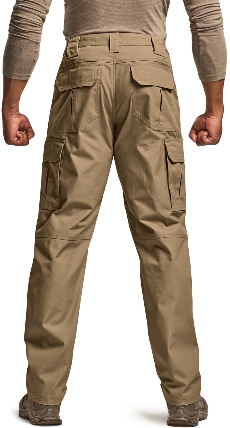 CQR Men's Tactical Pants, Water Resistant Ripstop Cargo Pants, Lightweight EDC Work Hiking Pants, Outdoor Apparel, Raider Cougar, 38W x 30L