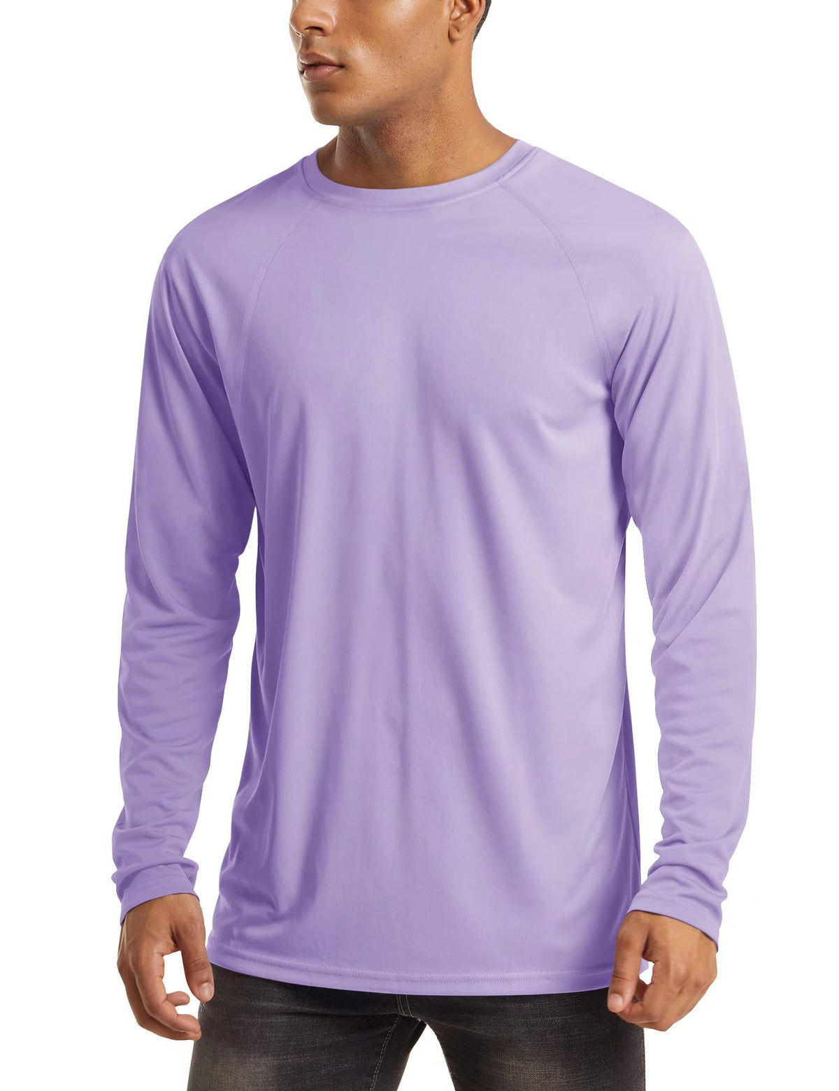 Quick Dry Shirts Baselayer Shirt Rash Guard Men UV Protection Summer Shirts for Men Long Sleeve Shirts for Men Hiking T-Shirt Sun Shirts Light Purple