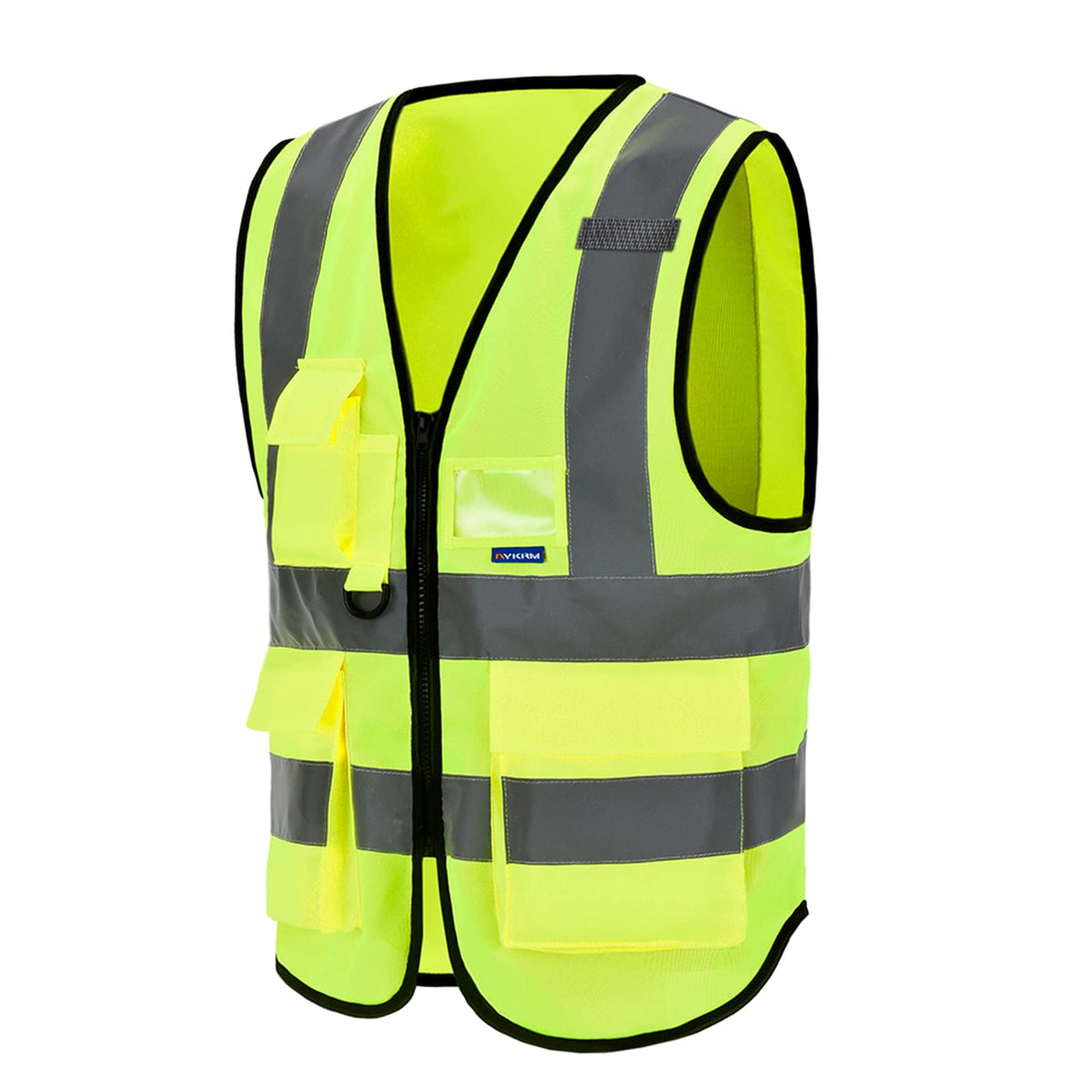 A-SAFETY 7pocket High Visibility Safety Vest Zipper, Construction Vest Reflective Strips ANSI/ISEA Standards for Motorcycle, Running,work, Bicycle Riding Outdoor Activities, Yellow