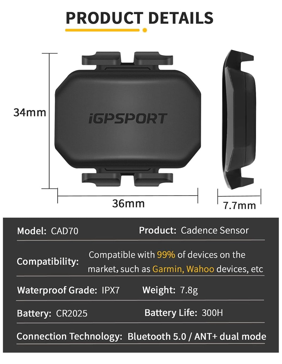 iGPSPORT Speed Cadence Sensor Bundle, Bluetooth ANT+ Wireless Waterproof Cycling Sensor, Compatible with Bike Computer Stationary Bike
