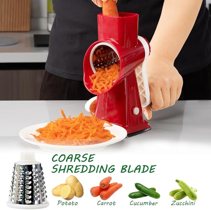 Eleko Meyar Cheese Grater with Handle,Multifunctional Rotary Cheese Grater