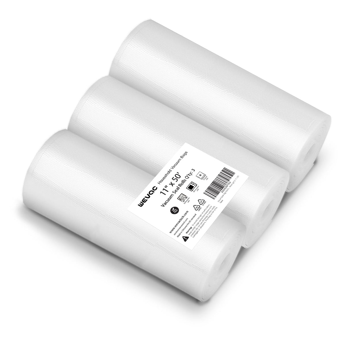 Wevac Vacuum Sealer Bags for Food 11x50 3 rolls, Food Saver Suction Channel