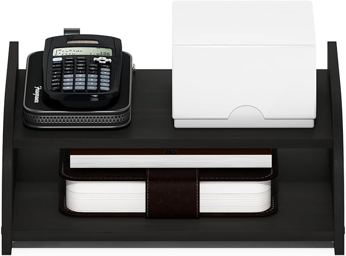 Furinno Classic Desk Organizers and Accessories, 2-Tier Monitor Riser, Office Organization, Desk Top Book Shelf, for Office Supplies, Desk Accessories, Espresso