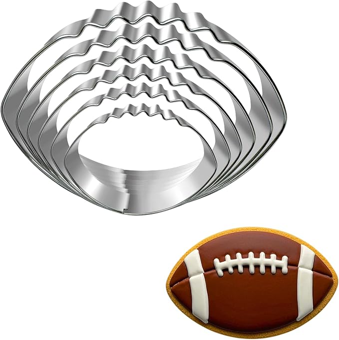 Auktosmn Football Cookie Cutter Set-6 Piece-4.5" 4.0" 3.5" 3.0" 2.5" 2"-Dishwasher Safe-Sports Cookie Cutters Bread and Fondant Baking Molds for Party
