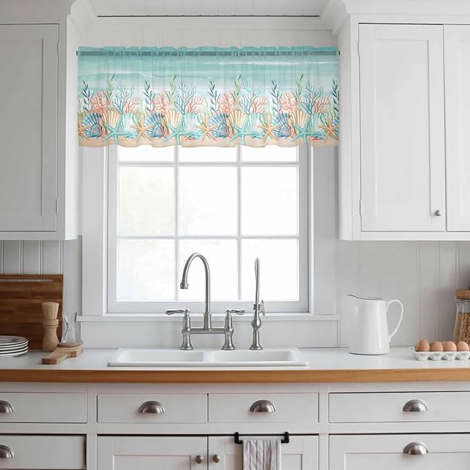 Summer Beach Sheer Valance Curtains