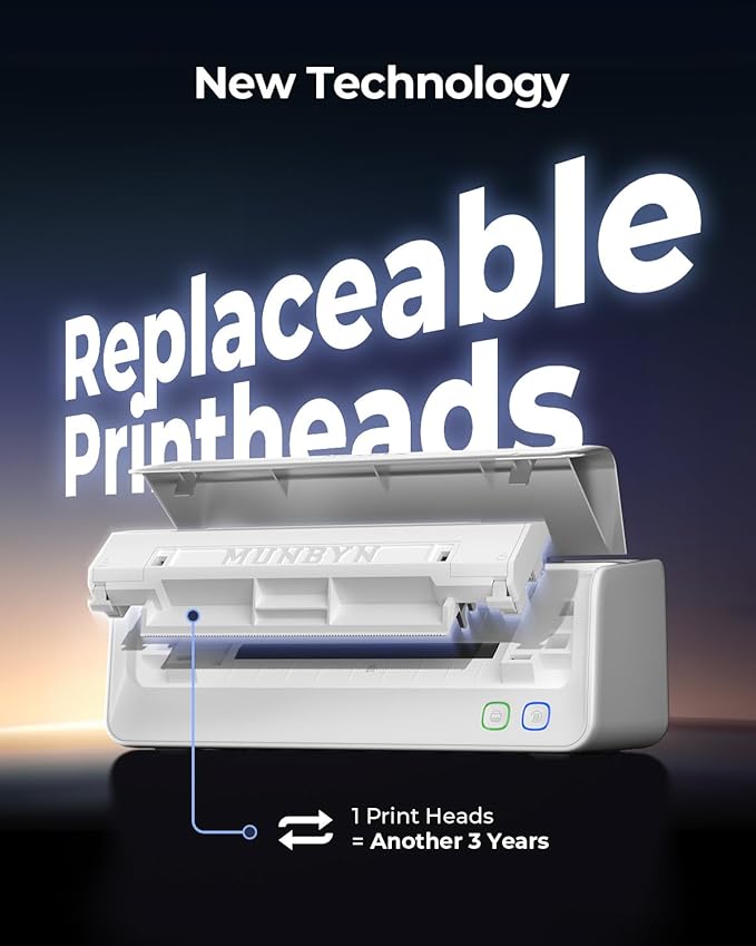 MUNBYN RW405B Thermal Label Printer+4"x6" Direct Thermal Labels