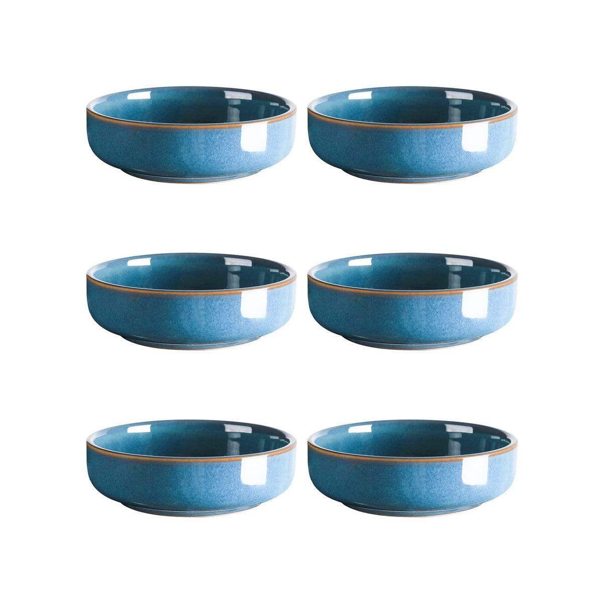 Selamica Ceramic 3.3 Inch Soy Sauce Dish Dipping Bowls Side Dishes Small Appetizer Pinch Bowls for Condiments, Sushi, Ketchup, BBQ-Set of 6(Ceylon Blue)