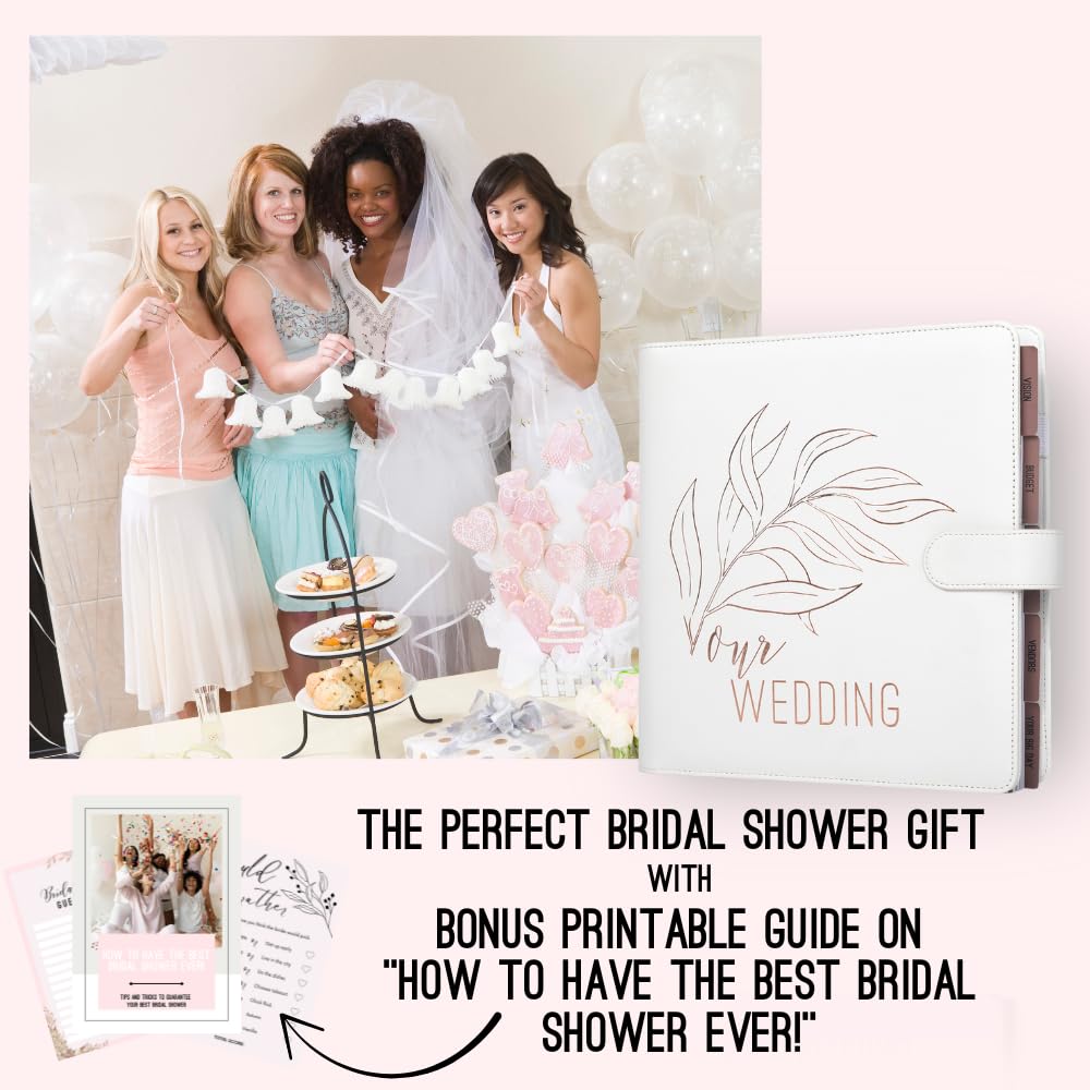 Wedding Planner Book and Organizer for Bride - Perfect Engagement Gift for Newly Engaged - Future Mrs Wedding Planning Binder with Rose Gold Accents, Tabs, Checklists - Bride to Be Gift