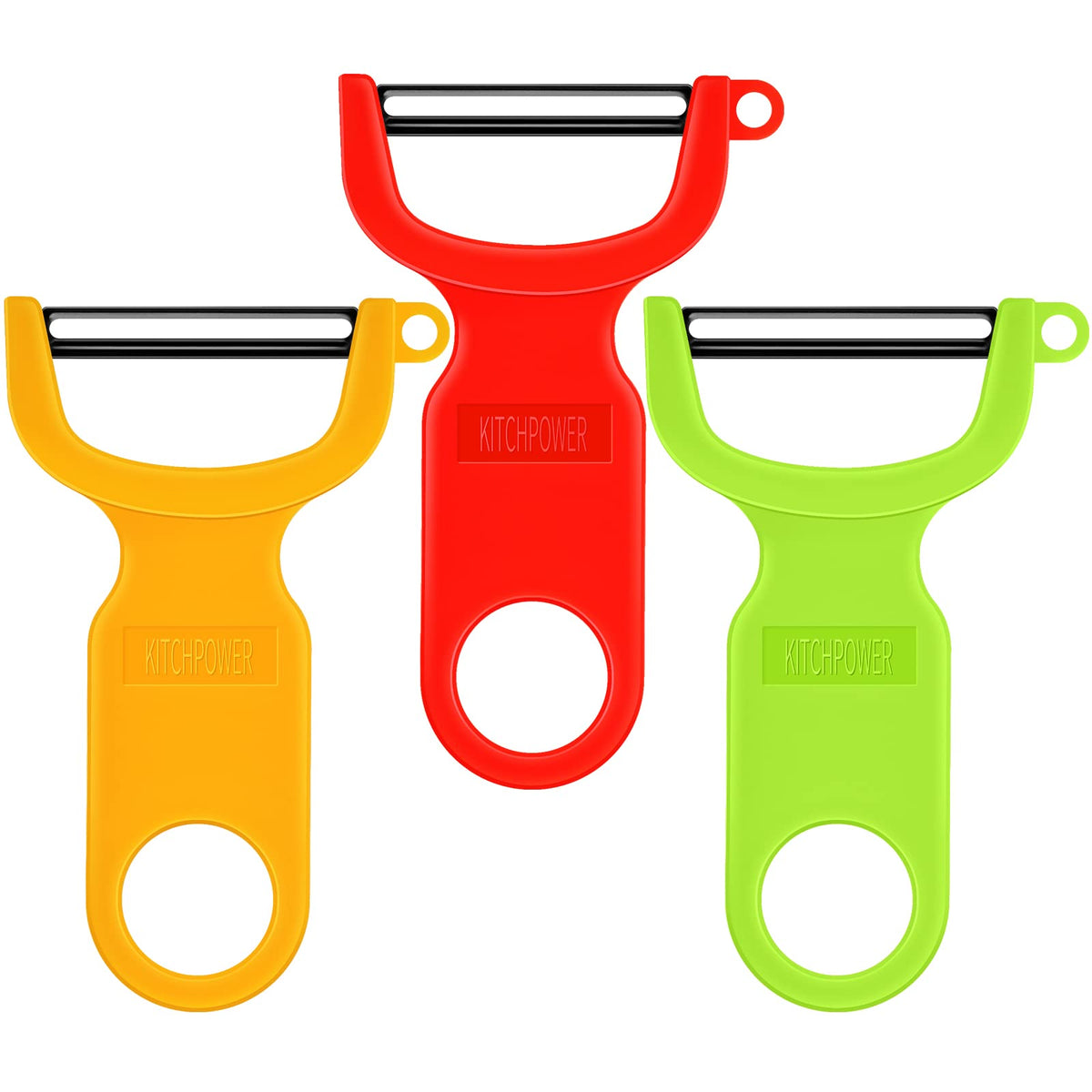 Original Vegetable Peeler, Potato Peelers for kitchen Carbon Steel Blade 3-Pack Orange/Blue/Yellow