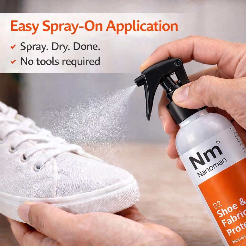 Nanoman Shoe & Fabric Protector Spray 250mL – Waterproof & Stain Repellent for Sneakers, Suede, Leather & Clothing | PFAS-Free