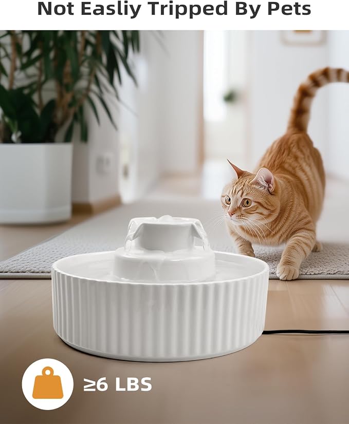 Ceramic Cat Water Fountain, 2.1L/71oz Cupcake Pet Water Fountain