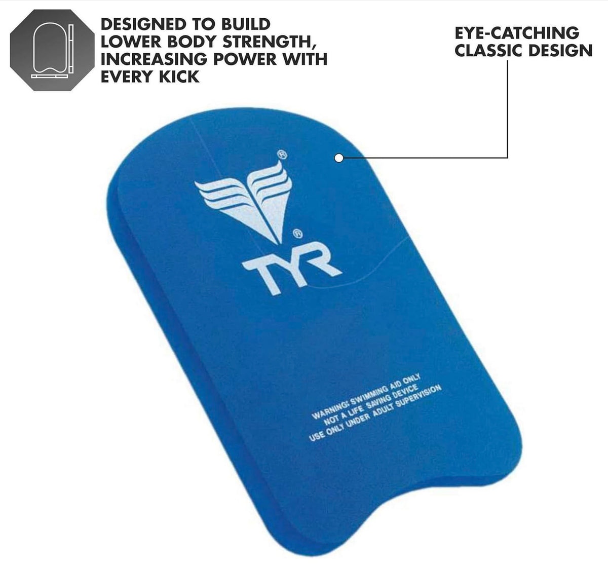 TYR Youth Classic Kickboard - Durable Foam Swim Training Board for Kids