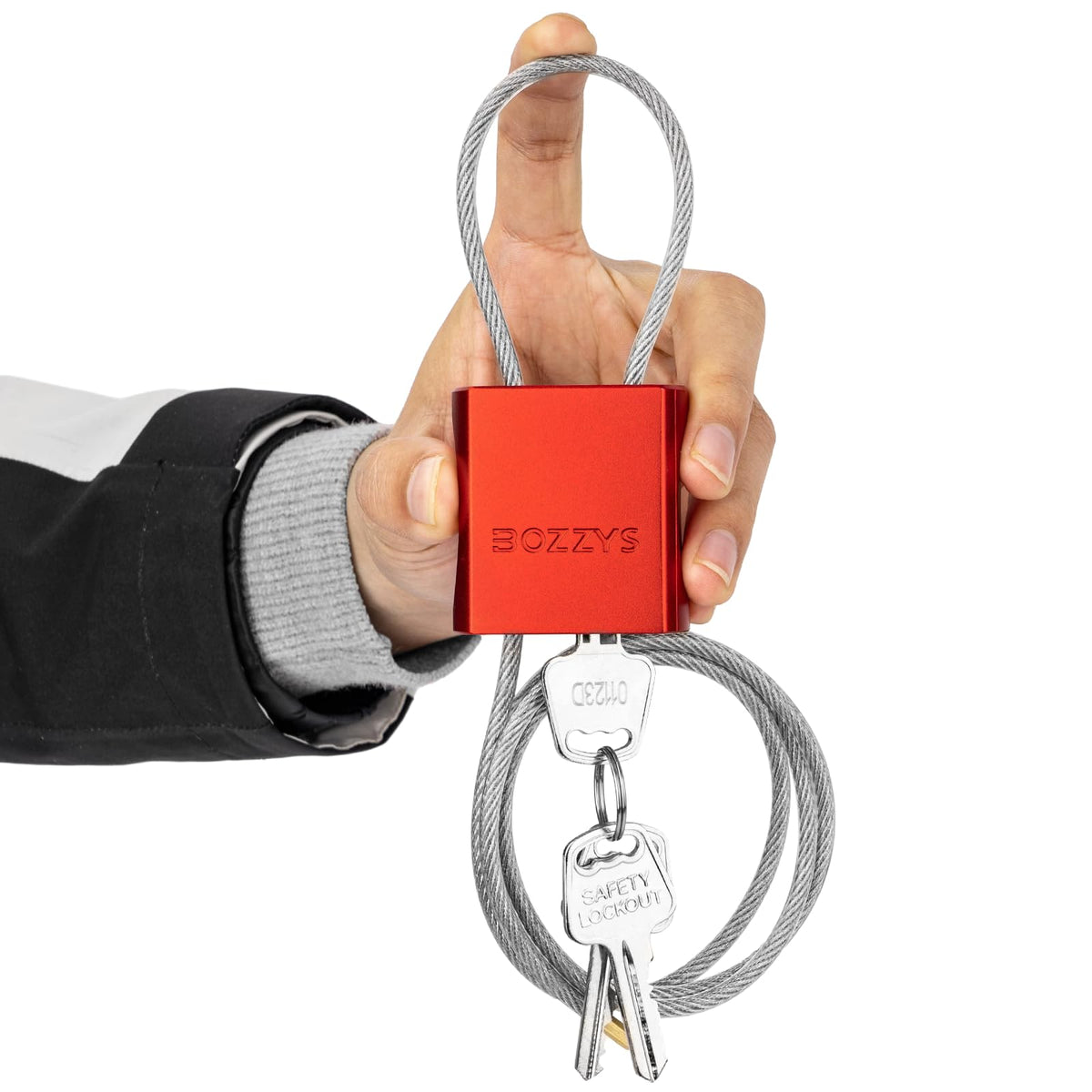 BOZZYS Cable Lock with 3 Keys | L 3.28ft(1m),D 1/6in(4mm) Adjustable Steel Cable Padlock | Aluminum Locks for Bikes, Gate, Lockers & Outdoor Gear | Weatherproof & Red