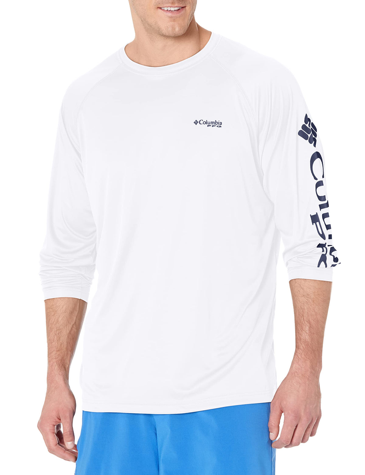 Columbia Men's PFG Terminal Tackle Long Sleeve Fishing Shirt, White/Nightshade Logo, 4X