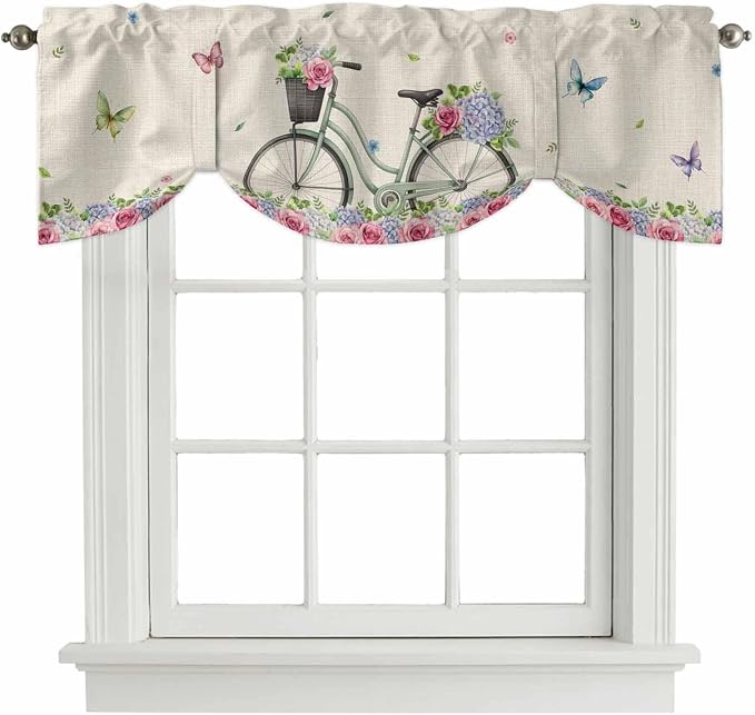 Farmhouse Spring Tie Up Valance Curtains
