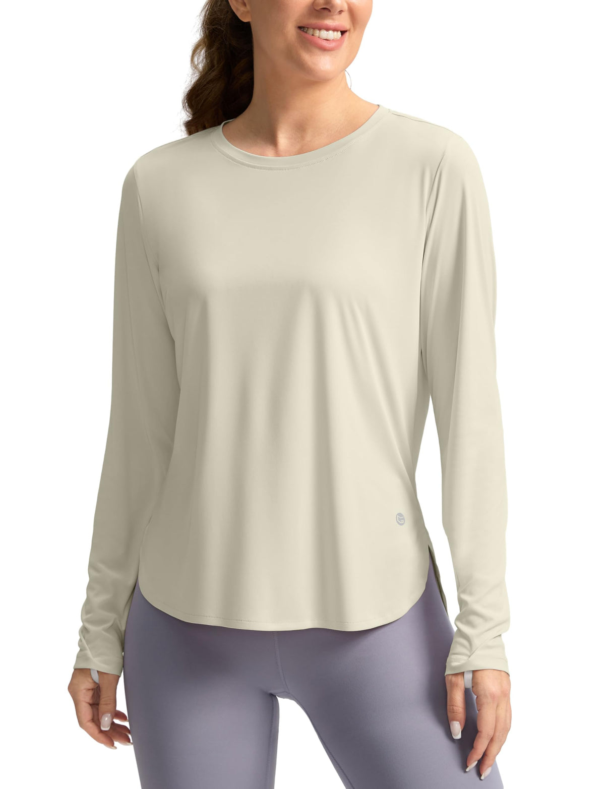 Women's Sun Shirts UPF 50+ Long Sleeve UV Protection Shirt Lightweight Quick Dry Workout Hiking Tops for Women(Oatmeal,M)