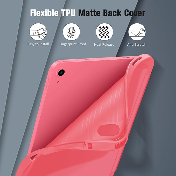 Fintie SlimShell Case for iPad (A16) 11th Generation 11 Inch (2025), iPad 10th Generation 10.9 Inch (2022) - Flexible Soft TPU Stand Back Cover with Pencil Holder, Pink