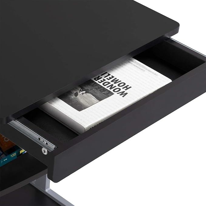 Yaheetech Mobile Computer Desk Cart, Small Rolling Laptop Desk PC Table Workstation with Drawer and Printer Shelf, Writing Desk Table for Small Space/Home Office