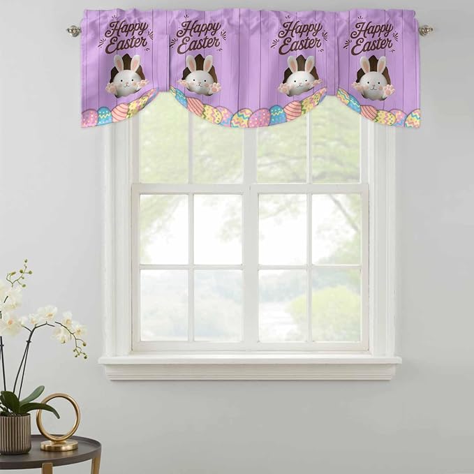 Purple Easter Tie Up Valance Curtains