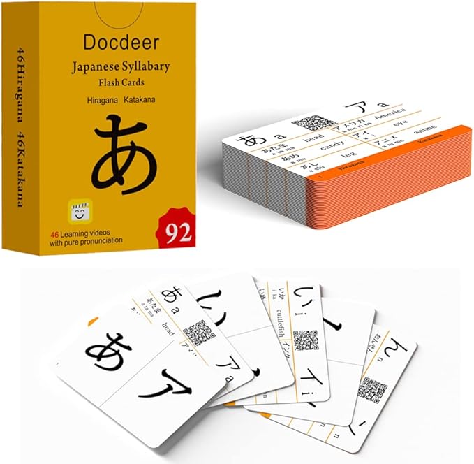 Hiragana and Katakana Syllabary Alphabet Japanese Flash Cards for Beginners - Katakana & Hiragana Flash Cards (Learning Video with Pure Pronunciation) (Classic Edition)
