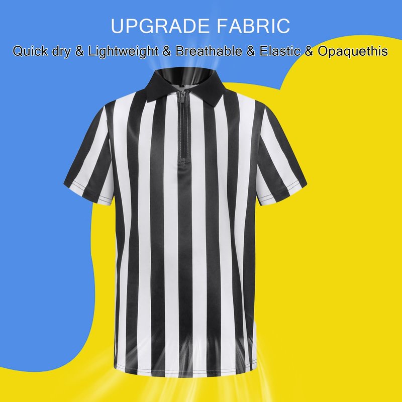 Referee Shirt Costume Kids Football Basketball Official Umpire Jersey Black White Stripe Pro Ref Uniform Short Sleeve