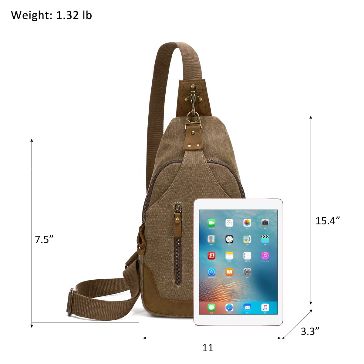 KL928 Canvas Sling Bag Crossbody Bags Casual Shoulder Daypack for Men Women