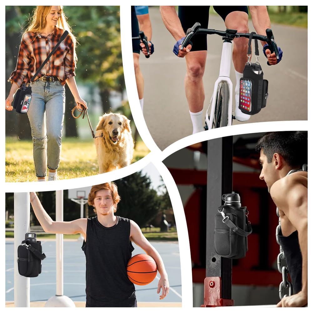 Tiiyee Magnetic Gym Bag Water Bottle Holder, Crossbody Sling Carrier Pouch