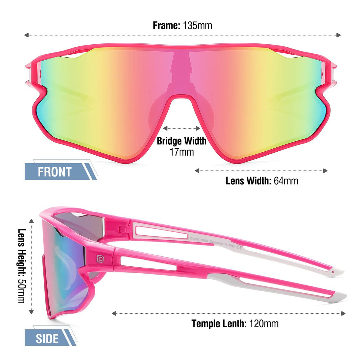 DUCO Kids Youth Baseball Sunglasses for Boys Girls Age 8-16 Polarized UV400 Protection Sports Cycling Glasses DK268
